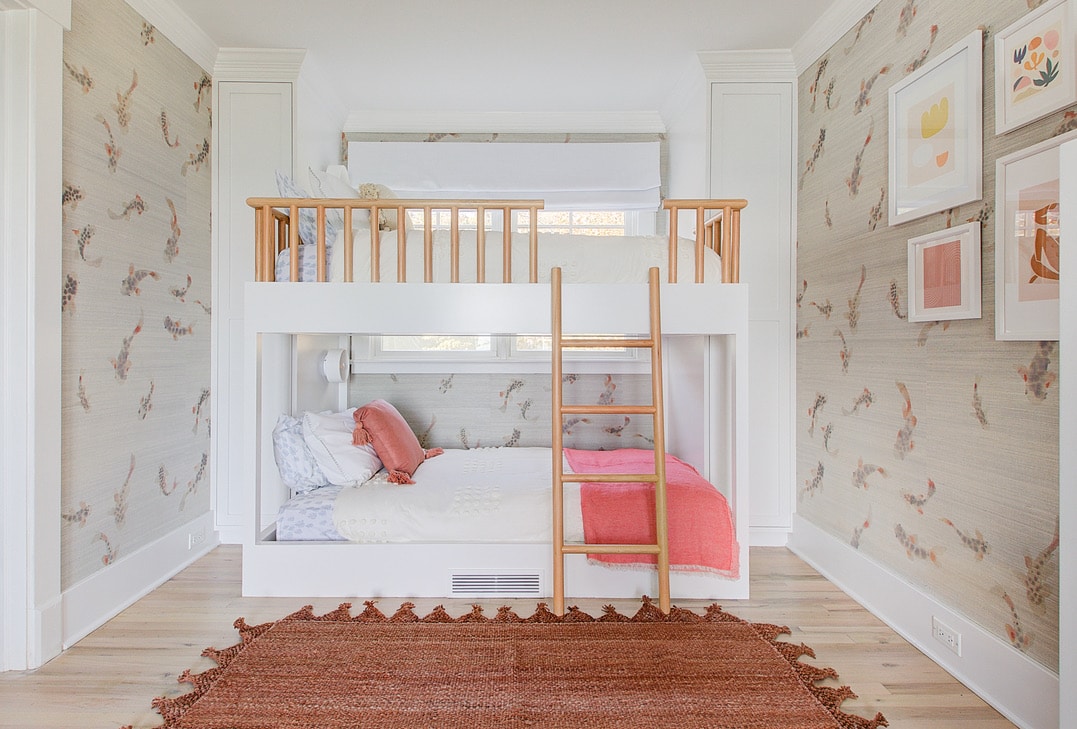 WG - Laurel - Childrens Bedroom Bunk Bed with Built-ins on End Wall