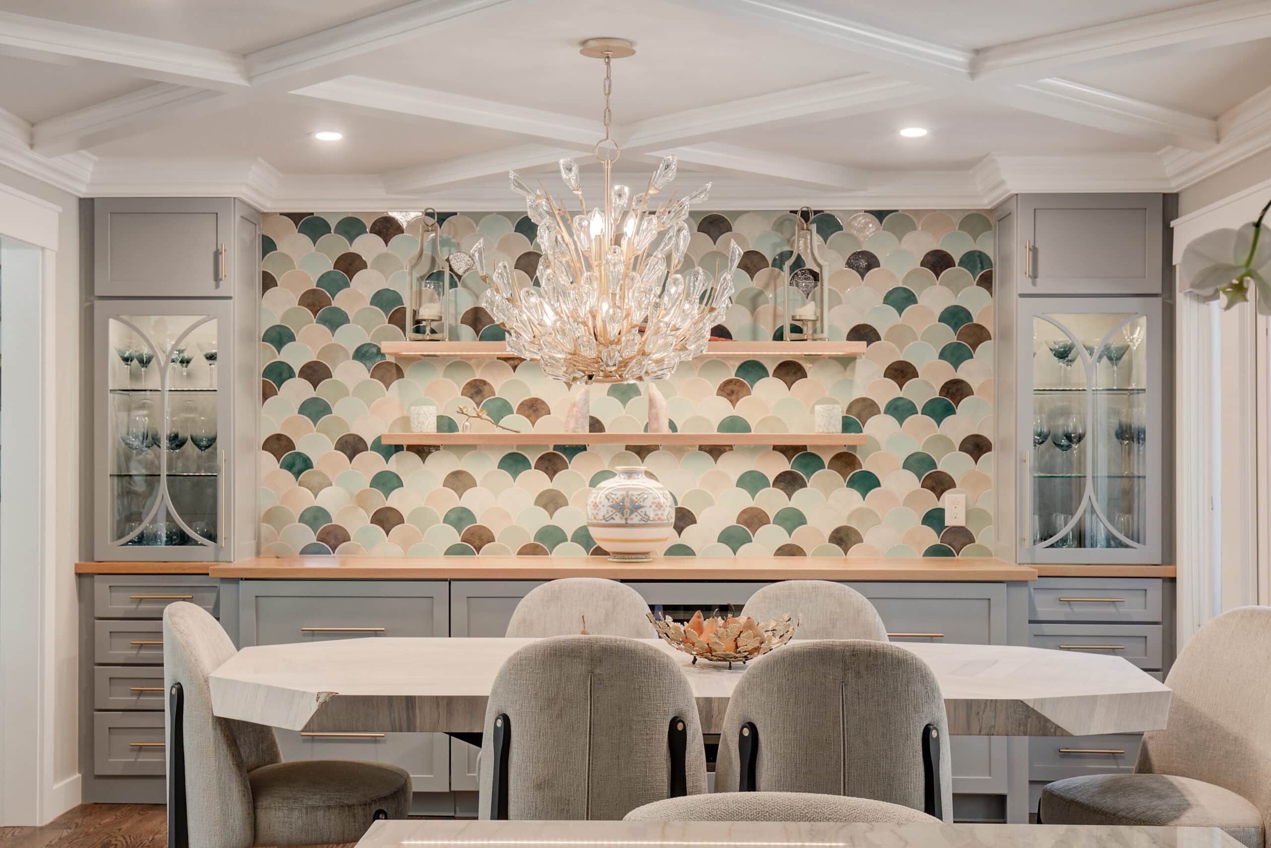 WG - Merrick - Kitchen Dining Area Focal Wall & Chandelier